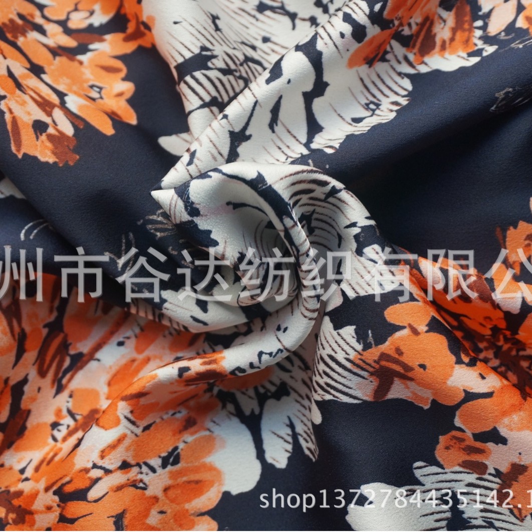 花瑶绉印花/仿真丝双绉75D涤纶丝*75D加捻丝