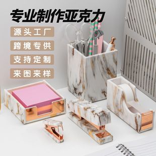 Cross-border Amazon factory supply rose gold suit stapler office imitation marble stapler cutter