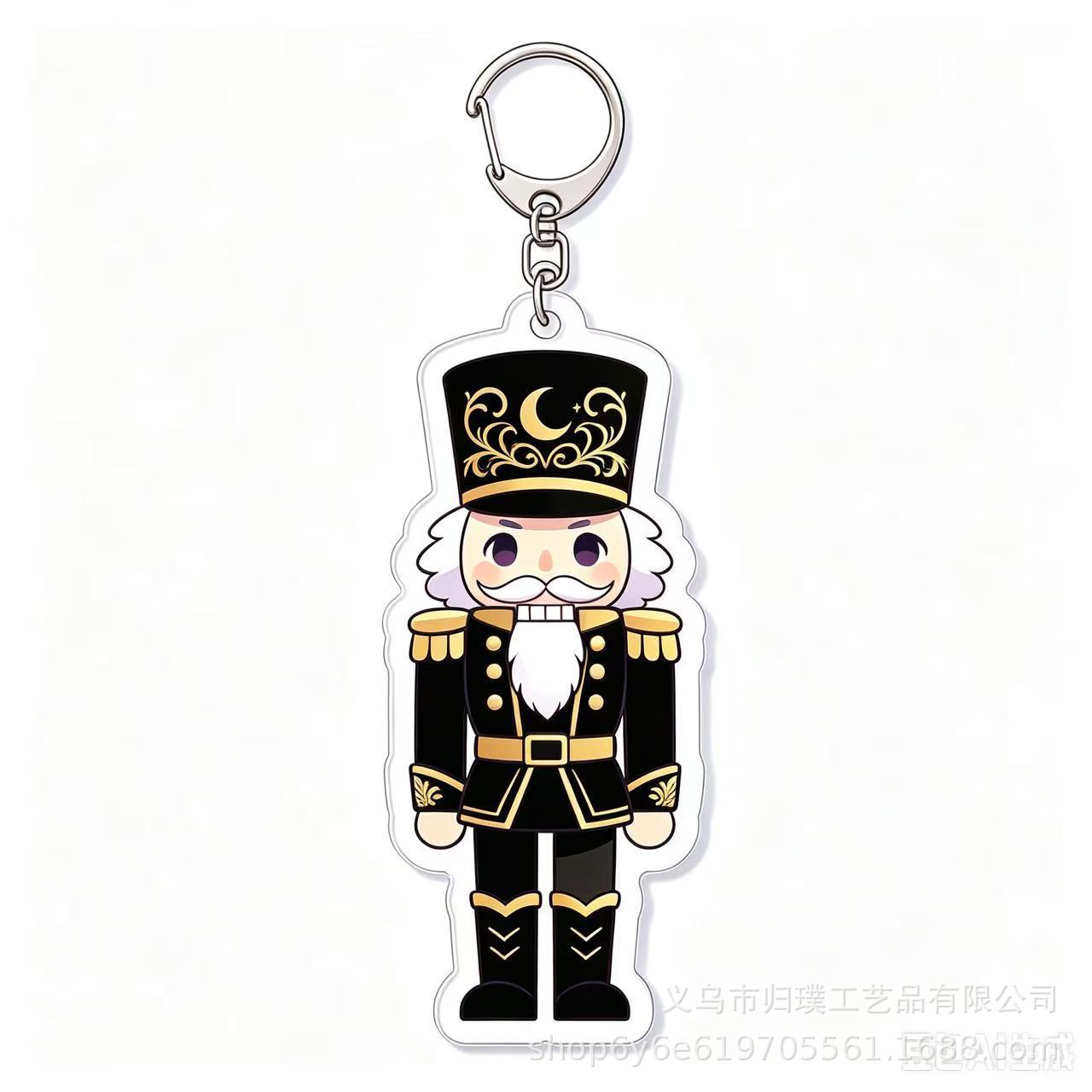 星空月亮胡桃夹子亚克力挂饰 可爱动漫风钥匙链 跨境圣诞周边货源