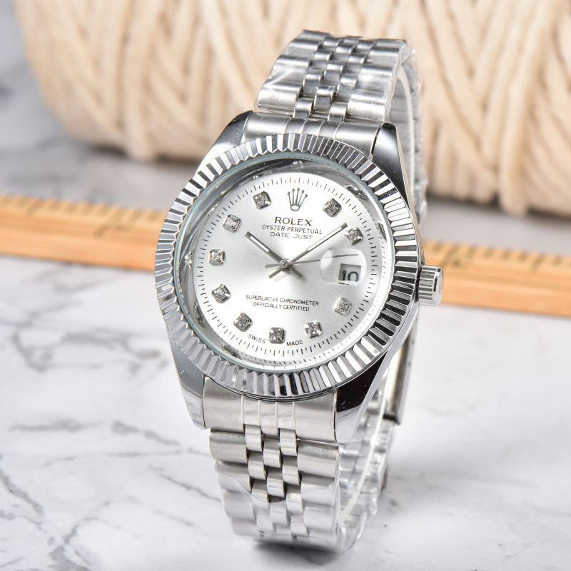 Rolex Datejust üslubunda kvars saat, brilyan bezəkli
