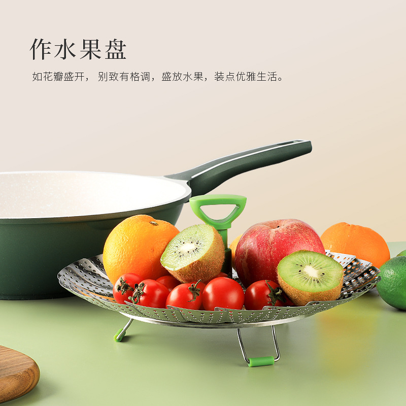 vapor de acero inoxidable plegable retráctil vapor de vapor de vapor de cocina casera multifuncional a prueba de agua vapor de cajón de vapor