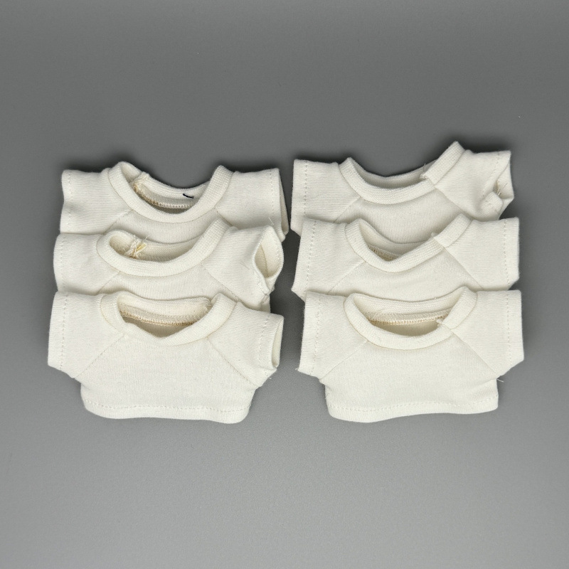 Suitable for 123 Generations 17cm Labubu Doll Clothes Laubub Baby Clothes Casual Pure White T-Shirt Shorts Suit