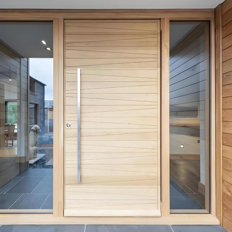 Modern Old Elm Door Natural Texture Thai Oak Solid Wood Door Paint-Free Pure Custom Engineering School Entrance Door