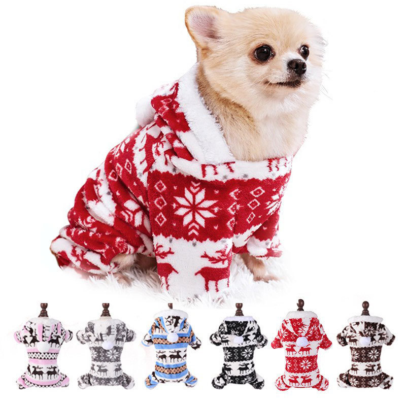 Cross-Border Puppy Clothes, Super Soft Coral Velvet Pet Clothes, Christmas Cat and Dog Winter Warm Home Clothes