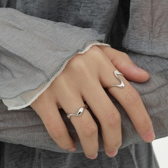 Minimalist line wave ring for women, stylish, individual, versatile open finger ring, Insta-style, niche index finger ring, trendy