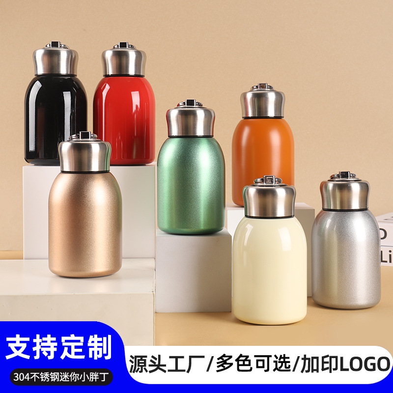 304 acero inoxidable gorda pequeña taza de aislamiento térmico logotipo personalizado taza de bolsillo de estómago para hombres y mujeres portátiles al aire libre taza de agua