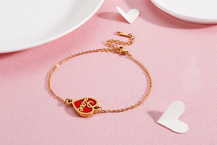 304 Stainless Steel Pendant Material European And American Stainless Steel Adjustable Heart-shaped Love Bracelet