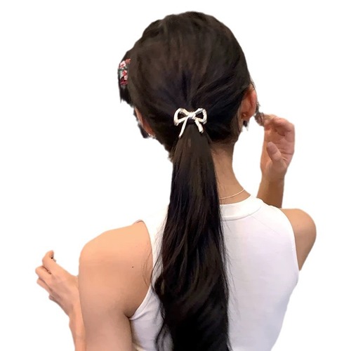 Metal bow hair tie for women high elasticity and durable headband 2024 new high-end rubber band hair tie hair accessories