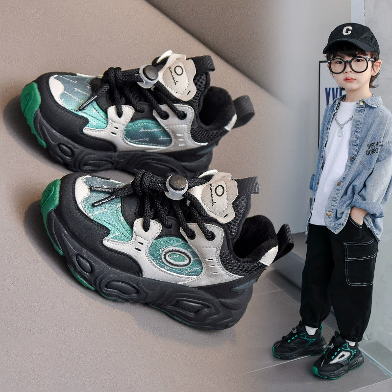 Мальчиковые кроссовки 2025 осень-зима новые детские кроссовки для папы мягкая подошва повседневные дышащие кожаные спортивные кроссовки для мальчиков оптом