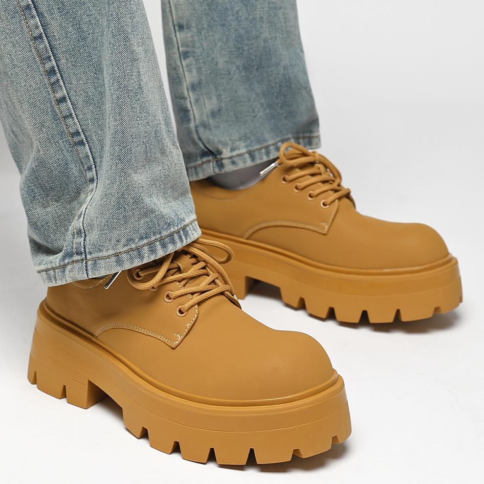 Chaussures en cuir décontractées pour hommes ShoeVault Cleanfit New Fashion Derby style britannique à gros orteil_voghion.com