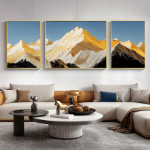背靠金山客厅三联装饰画梅里雪山沙发背景墙壁画招财山水风景挂画