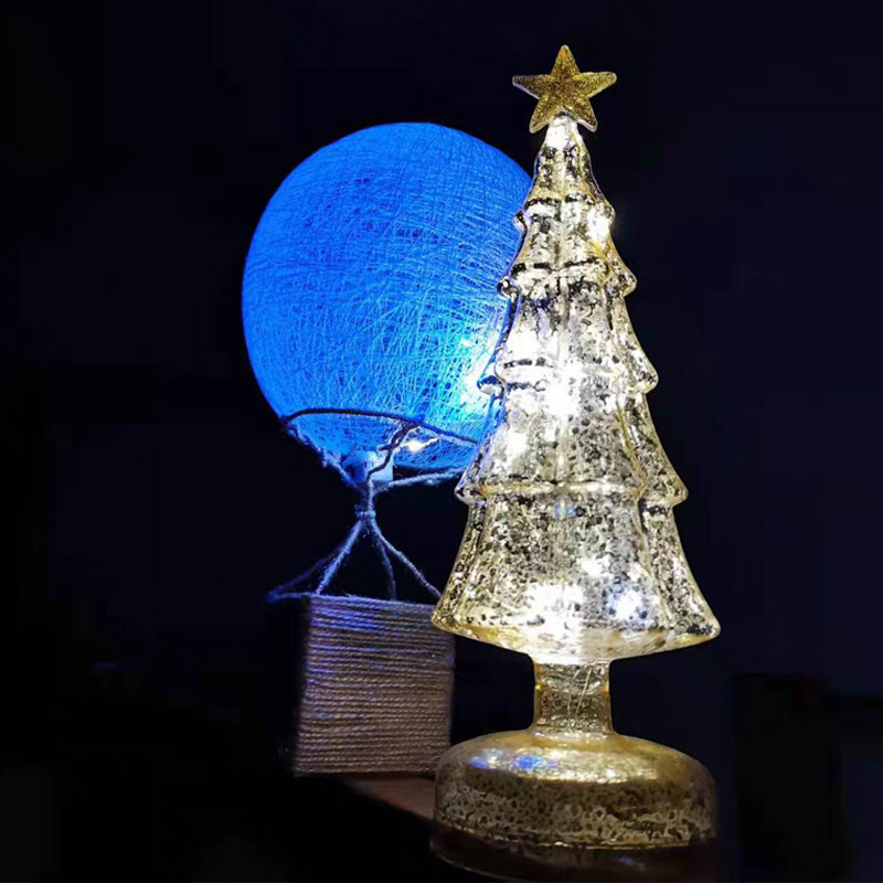 Vidrio árbol de Navidad decoraciones mini luz de la noche decoración de escritorio escena diseño alto sentido Navidad regalos de vacaciones