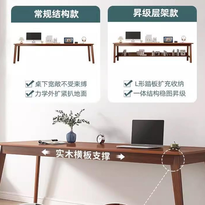 Mesa larga contra la pared Mesa estrecha Mesa doble Mesa de escritorio Estudiante Mesa de computadora Mesa de escritorio Rectangular Mesa de escritorio de piernas de madera sólida