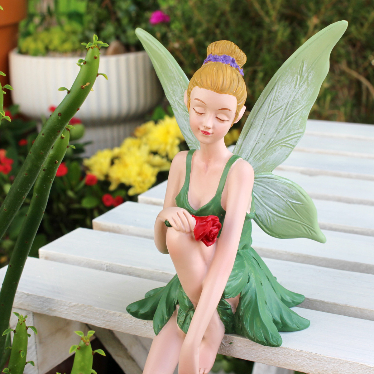  Explosions Garden Color Sitting Fairy Resin Crafts Statue Office Desktop Unique Modeling 