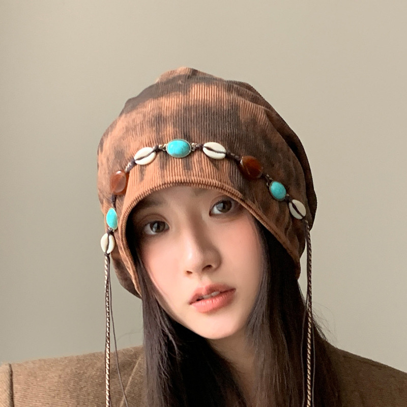 帽子秋冬季户外保暖大头围套头帽女时尚百搭冷帽显脸小包头堆堆帽|undefined