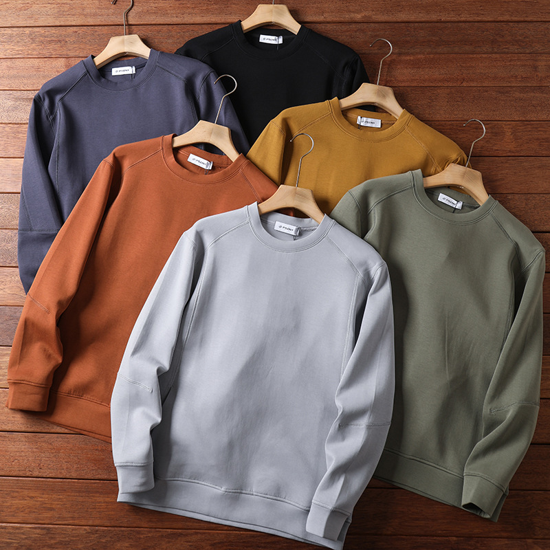 felpa con strato d'aria in ammoniaca liquida di alta qualità primavera e autunno uomo e donna coppia stile moda taglio verticale 3D tinta unita_voghion.com