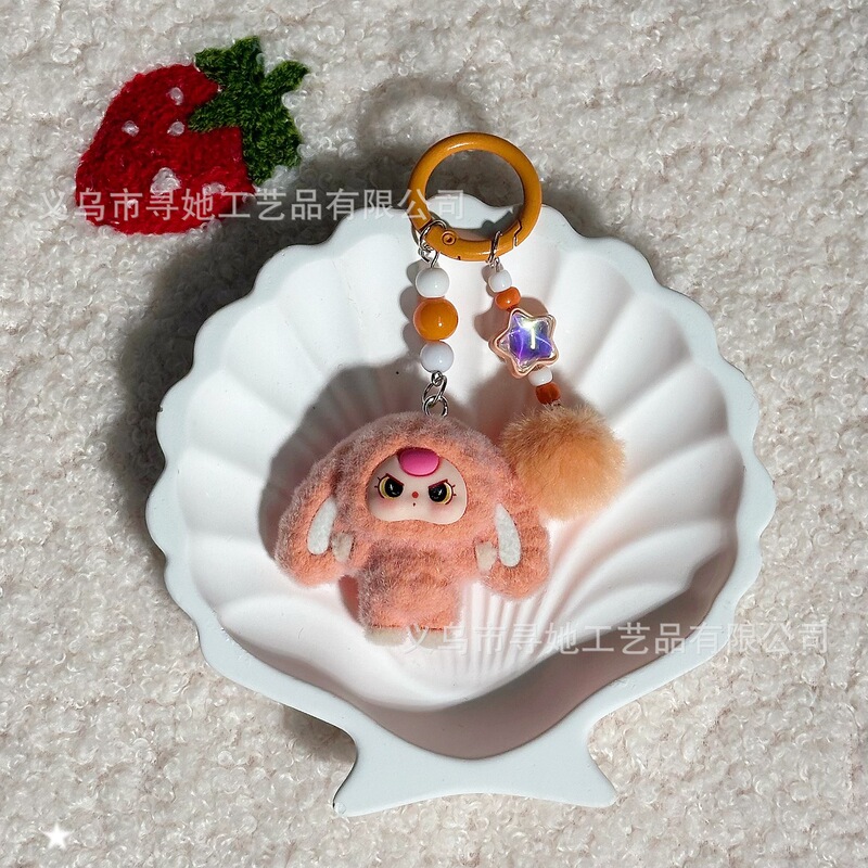 植毛ラブブ人形3歳キーホルダーペンダントクロスボーダーかわいい人形DIYアクセサリー携帯電話アクセサリーペンダント|undefined