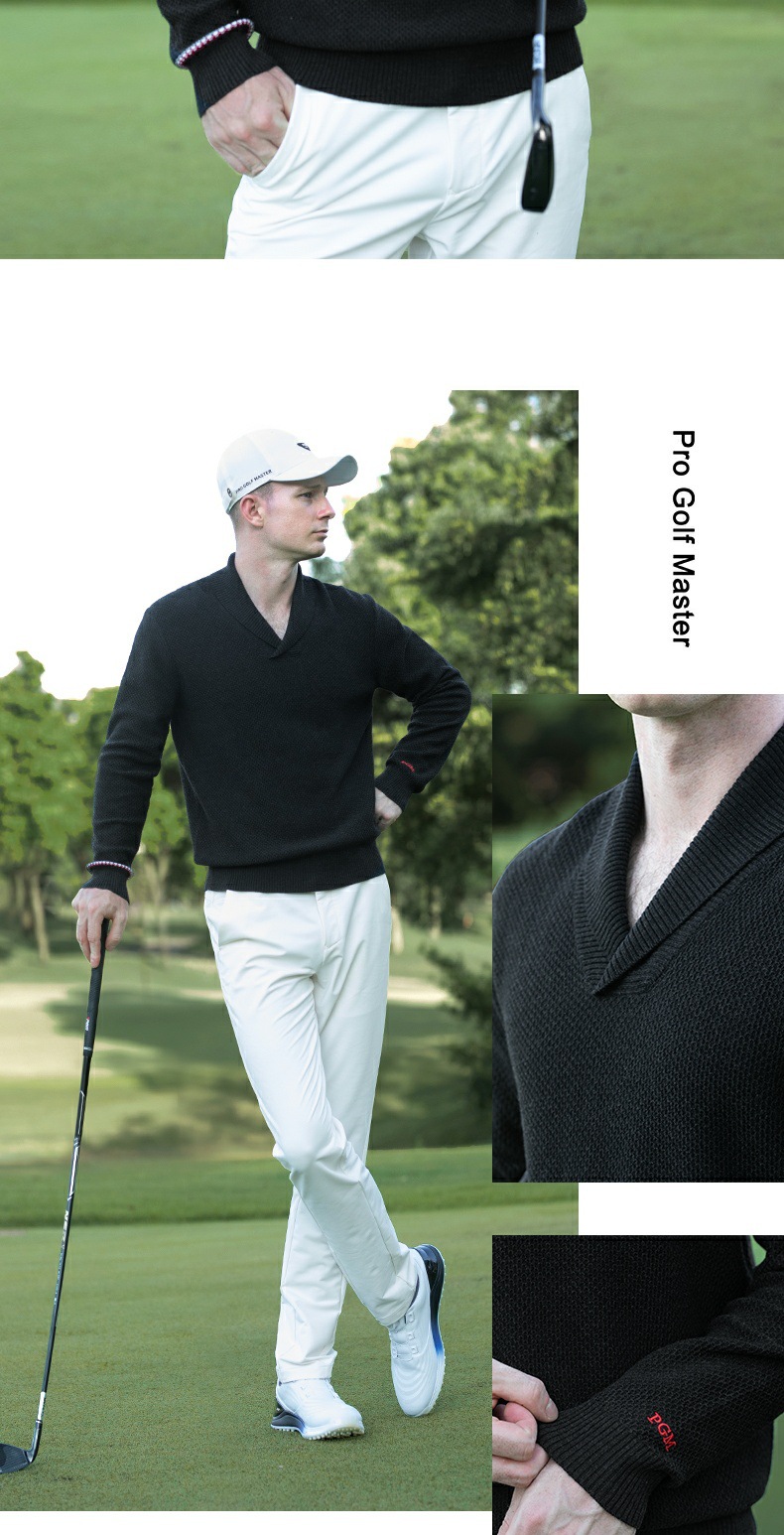 Áo len golf nam cổ chữ V dệt kim len chui đầu thoải mái giữ ấm — YF756-Áo len trắng, YF756-Áo len đen, YF756-Áo len màu xanh nước ngoài chi tiết 14