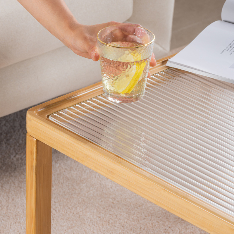 Mesa de té de vidrio Changhong de estilo japonés sala de estar hogar pequeño apartamento móvil lado cuadrado varios combinación de tamaño mesa de té de ratán