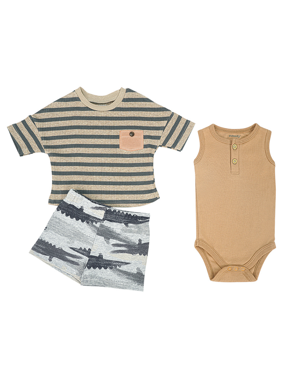 2026 algodón de verano recién nacido tres piezas de ropa de verano bebé ropa casual para salir con el set de abrigo
