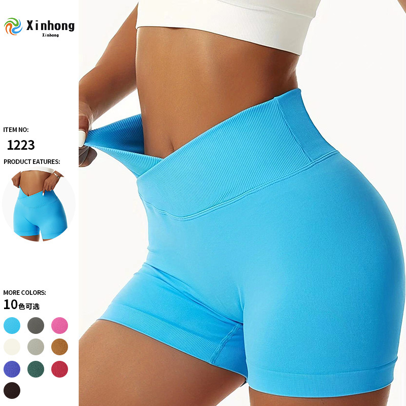 Summer V Waist Peach Hip Tight Three-point Pants High Waist Yoga Shorts Running Quick-drying Seamless Yoga Pants