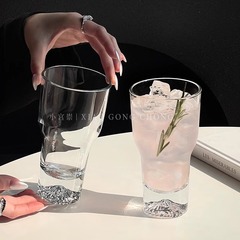Ins風ガラスコップ高級感広口ジュースカップネット赤飲料カップ小衆気泡水カップコーヒーカップ