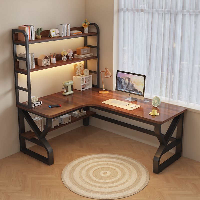 Computer Desk Bedroom Home Desktop Study Table Desk Bookshelf Office Desk Integrated Student Multi-Layer Solid Wood Computer Desk