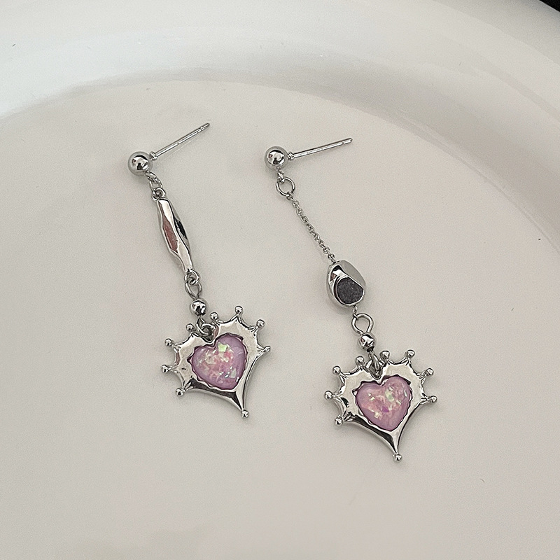 H6047 Asymmetric silver earrings pair