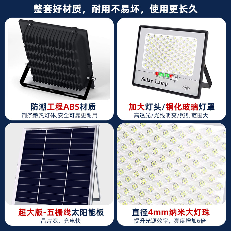 Lámpara de proyección solar de iluminación exterior lámpara de patio superbrillante doméstica led exterior de alta potencia lámpara de calle rural