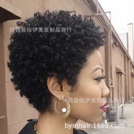 外贸假发女欧美热卖非洲黑色小卷发跨境假发海外代发许昌厂家批发