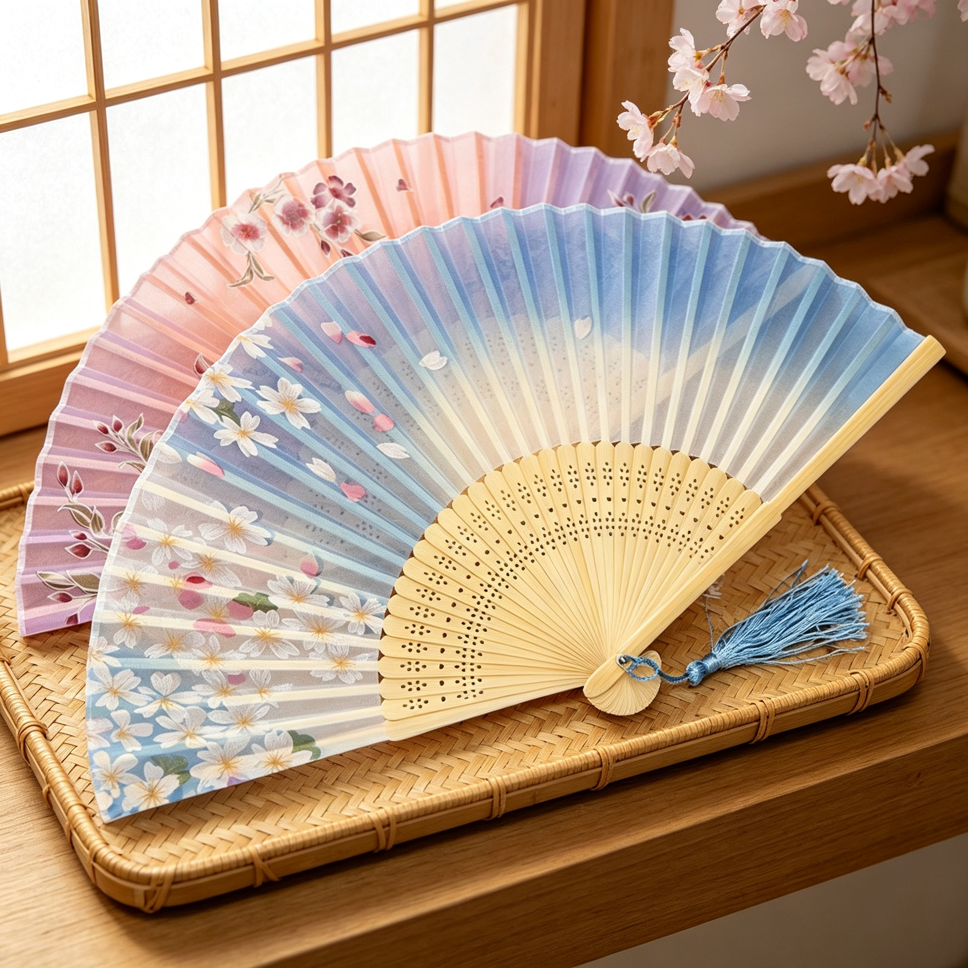 Ventilador plegable de seda ventilador de regalo artesanal de bambú ventilador plegable japonés antiguo estilo chino mango largo ventilador de seda productos de bambú al por mayor image 3