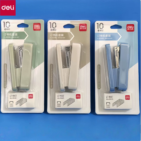 DeLi0221PRO conjunto de grapadora de aguja 10 grapadora portátil de oficina para estudiantes