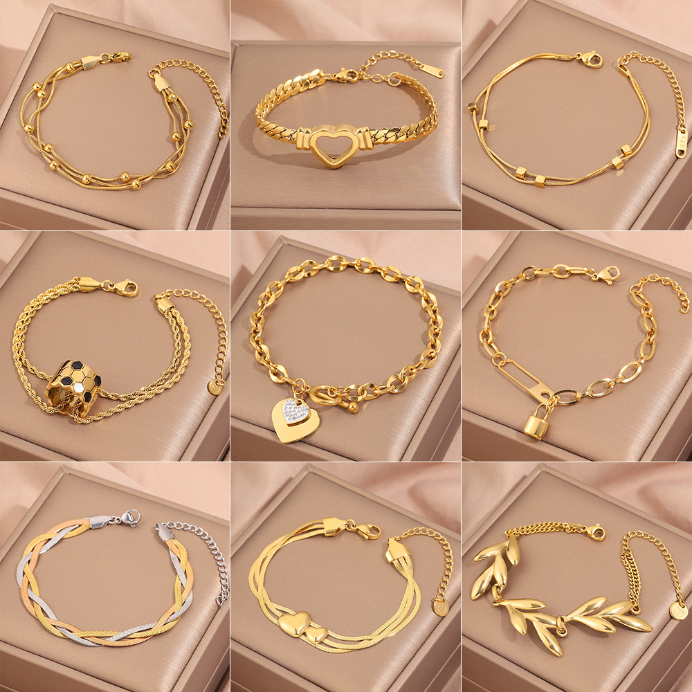 Cross-Border Popular Love-Filled Diamond Titanium Steel Couple Bracelet, Light Luxury and High-End European and American Non-Fading New Versatile Bracelet