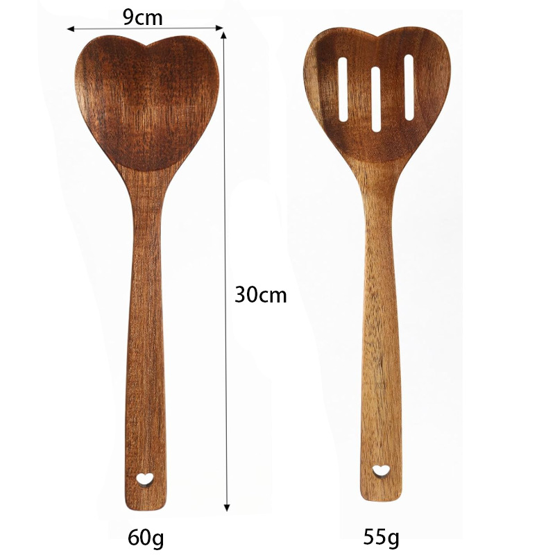 Amazon Love Wood Cuchara Spot Utensilios de cocina Juego de regalo Paleta de bambú Cuchara de bambú en forma de corazón Utensilios de cocina