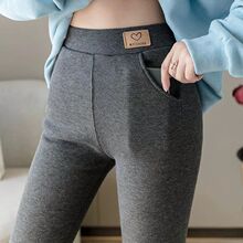 韩版打底裤女春秋款外穿2024新款螺纹高腰紧身弹力大码胖mm长裤子
