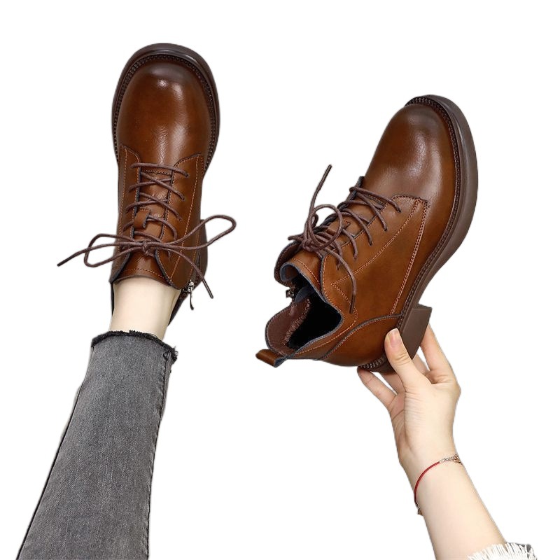 Showy Feet Martin Women's British Style 2024 New Spring and Autumn Single with Plush Thin Short Boots Large 41_voghion.com