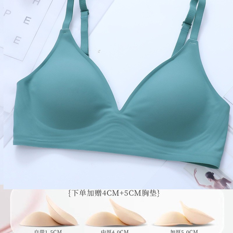 Sujetador de gelatina de soporte suave expandido 1.0 para mujer, sujetador inalámbrico sin costuras para bustos pequeños, sujetador push-up y engrosado.