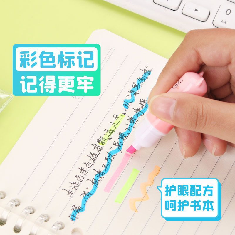 Resaltador de gato, lápiz de punto clave de dibujo de color de alto valor para estudiantes, cabezal oblicuo, marcador de mano, protector de ojos, marcador de color