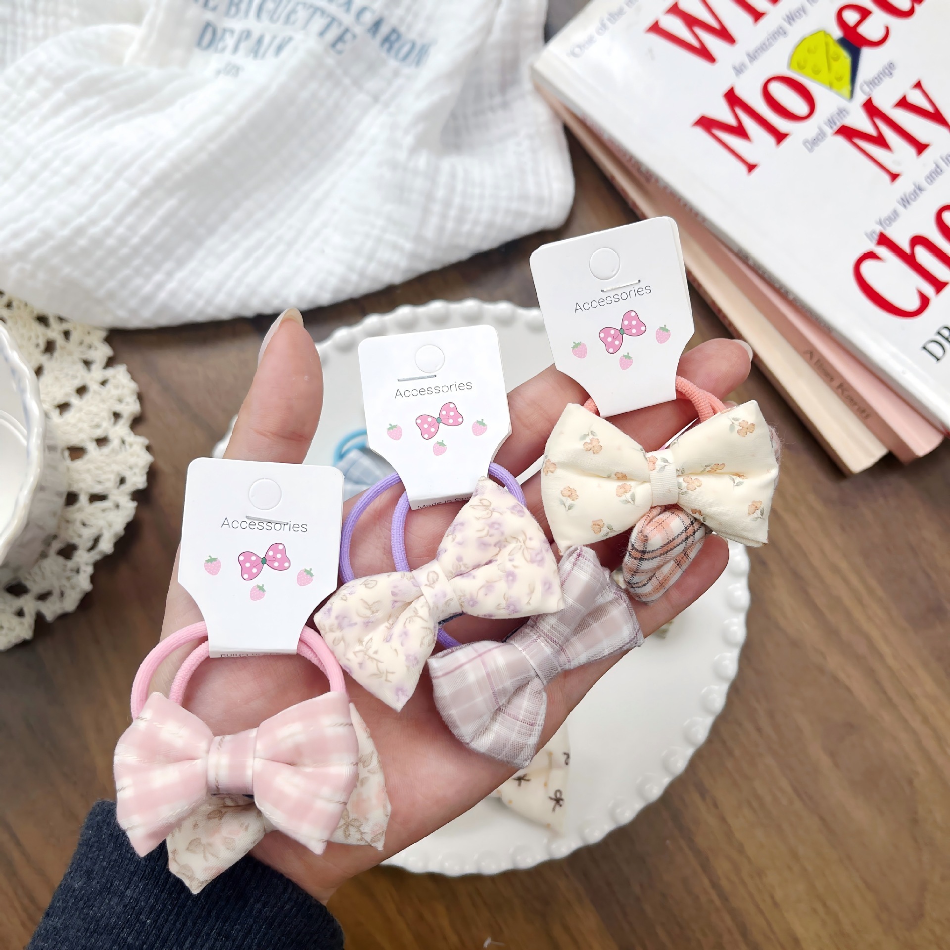 Tejido dulce coreano estricto tocado infantil flor triturada arco anillo de cabello temperamento cabello de niña pequeña joyería fresca para el cabello