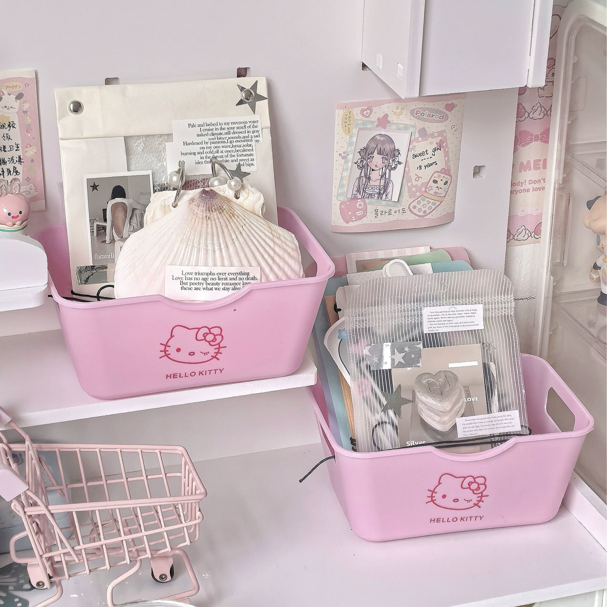 Small cartoon rectangular storage box, 7.5×12 & 15.5×10.5 cm, 7 cm high