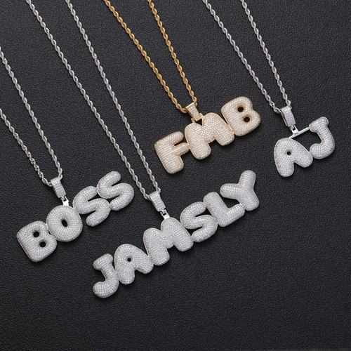 European and American Hip-Hop Bubble English Letter Pendants Zircon Personal Creative Splicing Free Combination Men and Women Hip-Hop Pendants