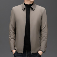 高级感行政夹克冬季加厚保暖上衣中老年爸爸装翻领休闲茄克衫外套