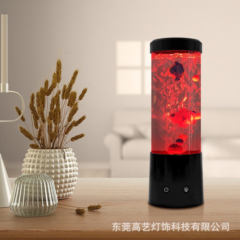 Fábrica directa LED burbuja pez luz de control remoto colorida lámpara de acuario BUBBLE FISH decoración lámpara de mesa luz de noche