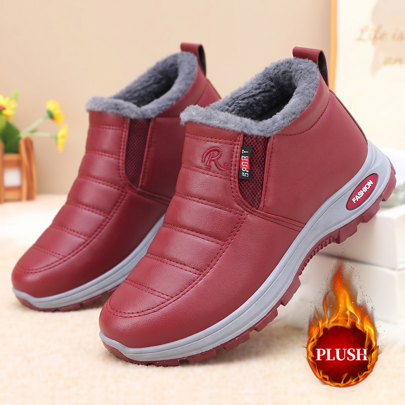 Zapatos de invierno de mujer zapatos de algodón de un pie zapatos casuales de mujer de suela gruesa, zapatos casuales de baja altura, al por mayor transfronterizos poco profundos