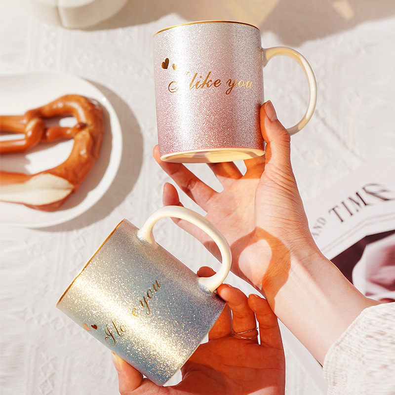 珠光馬克杯創意北歐高顏值杯子情侶伴手禮咖啡杯北歐家用陶瓷杯子