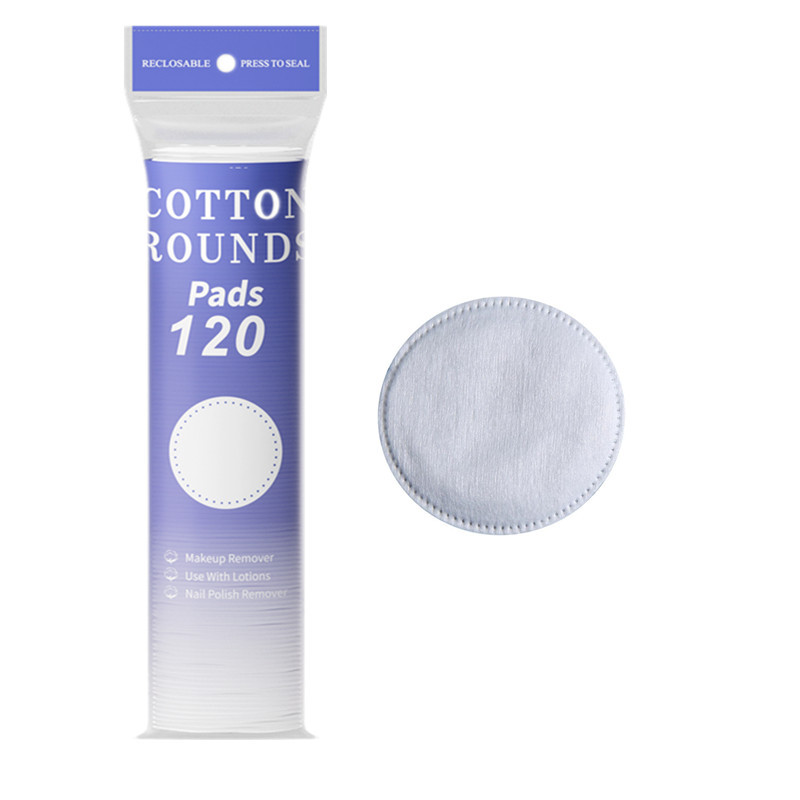 Discos de algodón redondos estilo inglés, algodón spunlace, algodón acolchado compuesto de tres capas, discos desmaquillantes con borde cosido y relieve, engrosados.