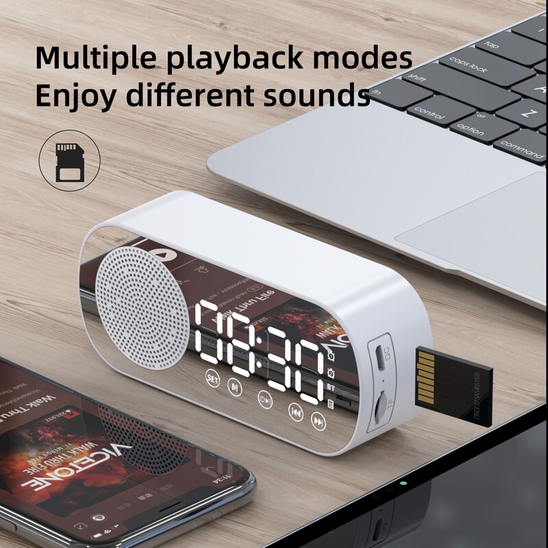 Carefully selected cross-border clock speaker, Bluetooth speaker, gift clock, alarm clock, smart speaker, heavy bass, card-insertable mini speaker Carefully selected cross-border clock speaker, Bluetooth speaker, gift clock, alarm clock, smart speaker, heavy bass, card-insertable mini speaker