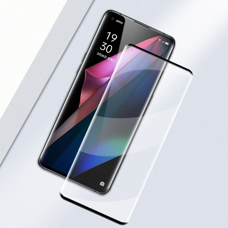 Fuente fabricante aplicable oppofindx3 pro película templada 3D superficie curva Pantalla Completa teléfono móvil película FindX3 película templada