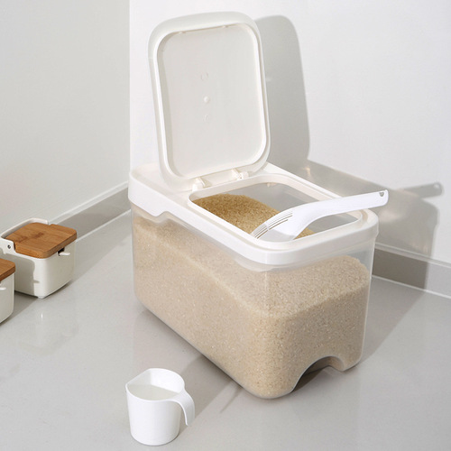 Sealed rice bucket moisture-proof and insect-proof rice box Japanese household 20 catties thickened transparent plastic storage box with lid wholesale