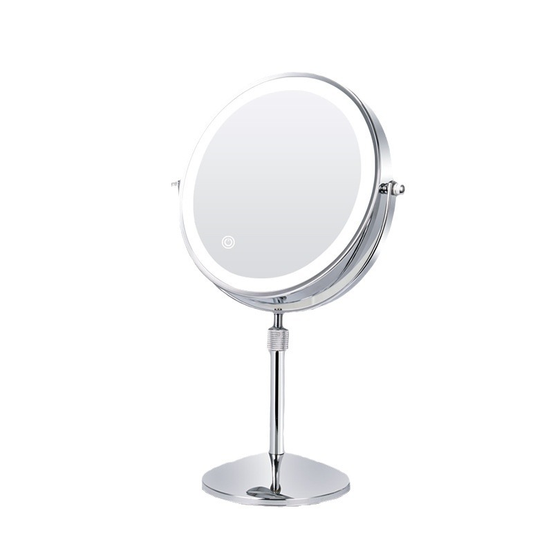 Espejo LED grande de doble cara ajustable de 9 pulgadas para escritorio, personalizado, con luces para maquillaje y vestidor.